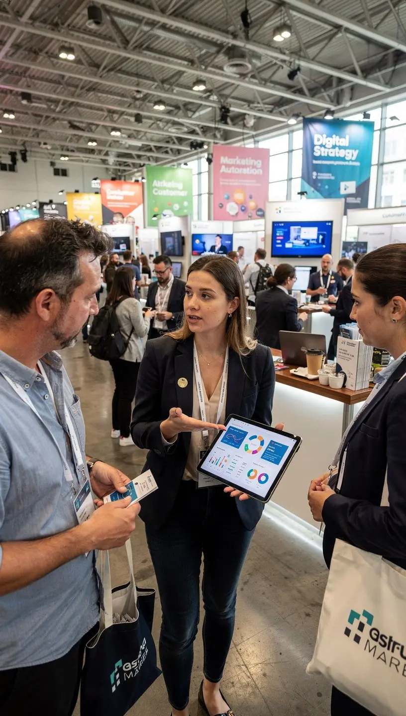 Ein Dozent, der eine Präsentation über Suchmaschinenoptimierung (SEO) vor einem interessierten Publikum hält.